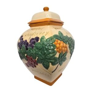 Nonni's Tuscan Grape Vine Biscotti/Cookie Jar 13" Handmade